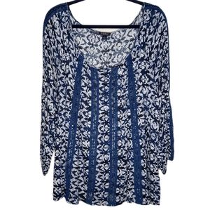 Lucky Brand Women L Oversized Cottagecore Peasant Crochet Lace Boho Top